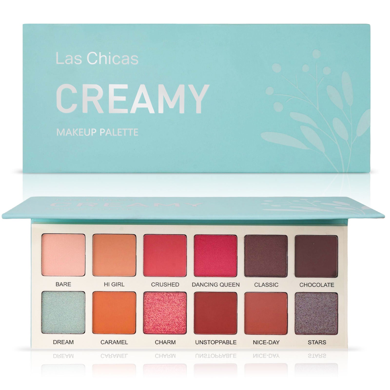 Las Chicas High Pigment Silky Hydroxybenzophenone Non-Vegan Cruelty-Free Cream 12-Color Eyeshadow Palette Makeup Palette