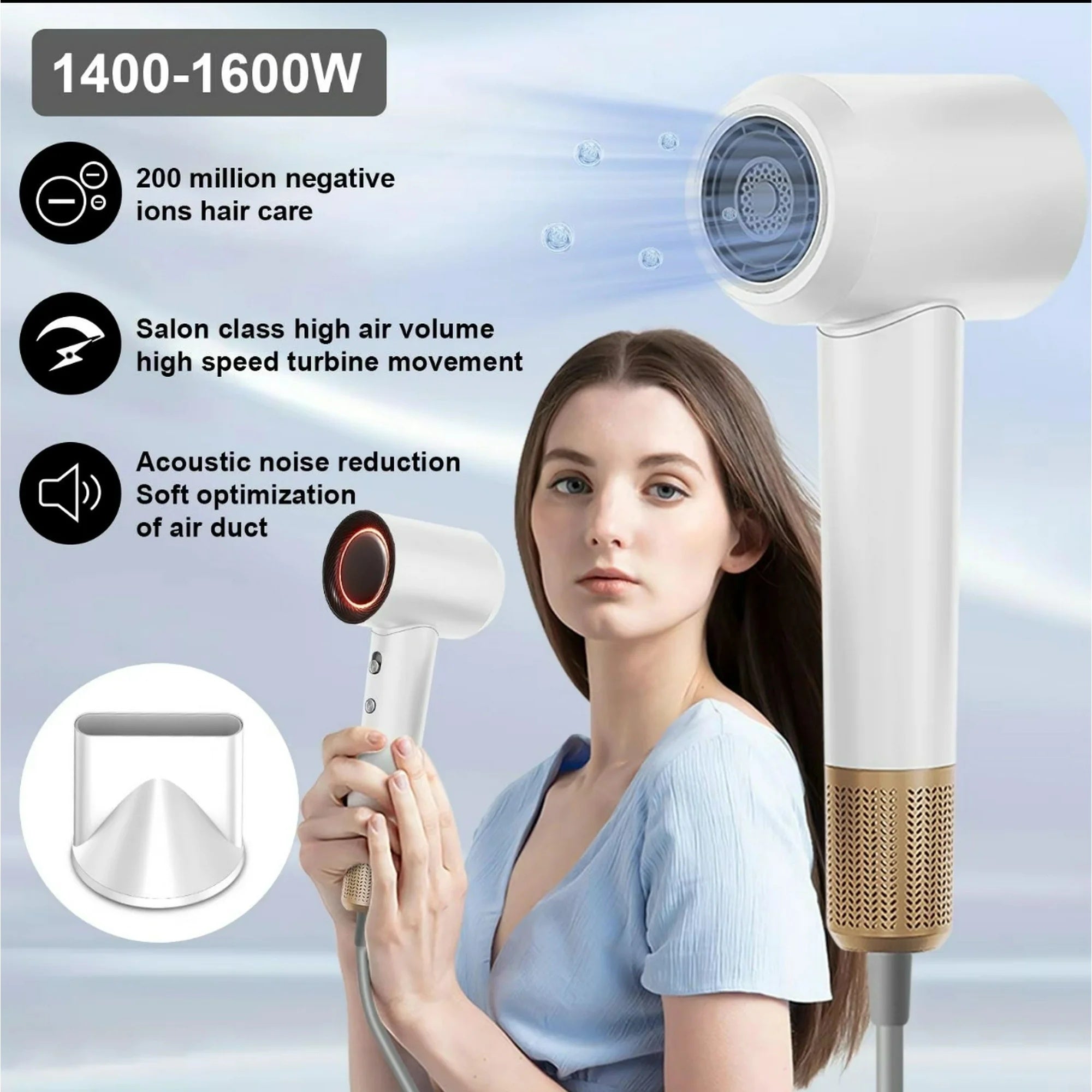 White Powerful Ionic Hair Dryer Kit With Aromatic Hair Care Serum 1 Set