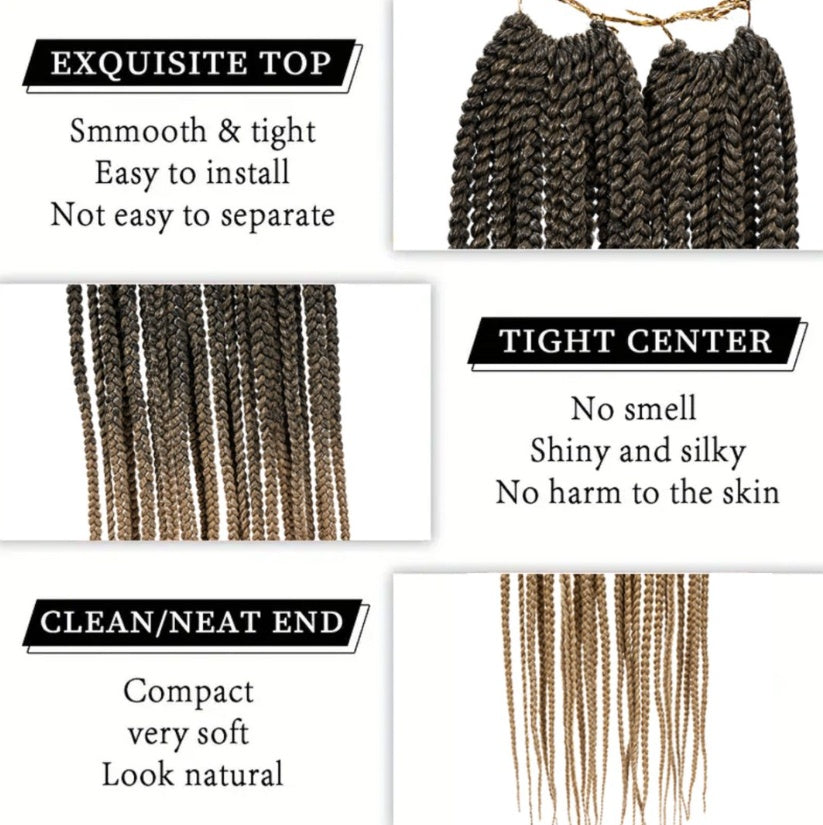 Box Braids Crochet Hair Medium Box  Braid Pre-Looped