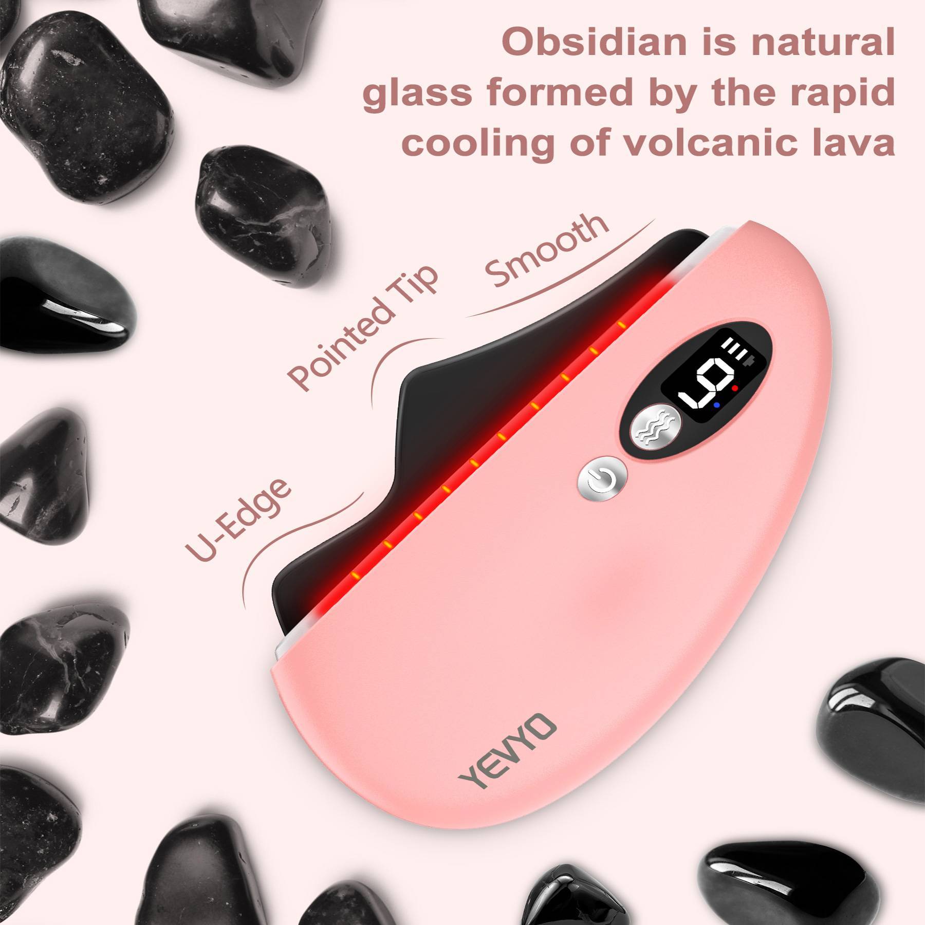 Gua Sha Facial Tool, Electric Black Obsidian Guasha Tool Massage Gua Sha Stone