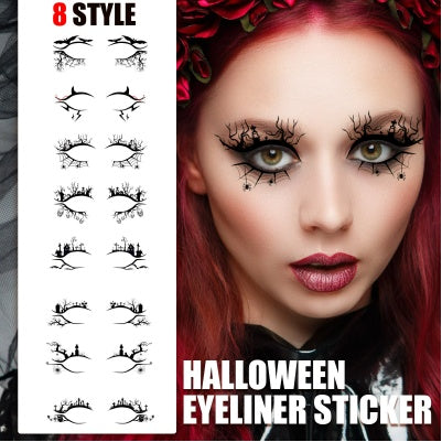 Halloween Eyeliner Patch, Scary Fashion Party Makeup Kit Bat Spider Decorative Eyeliner Eyeshadow Patch