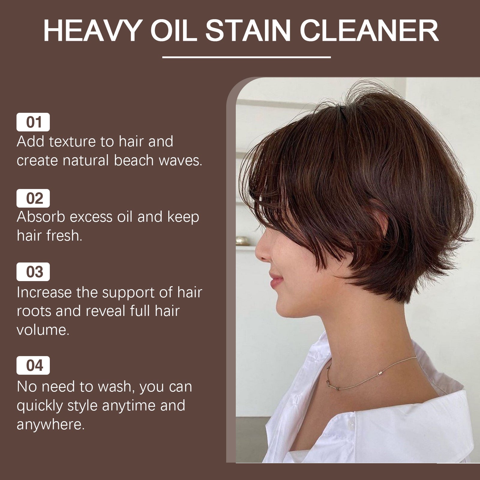 Hoegoa Sea Salt Dry Hair Spray Hair No-rinse Styling Dry Hair Spray Hairspray Refreshing Oil-Removing Oil-Controlling Lazy Fluffy Smooth Spray