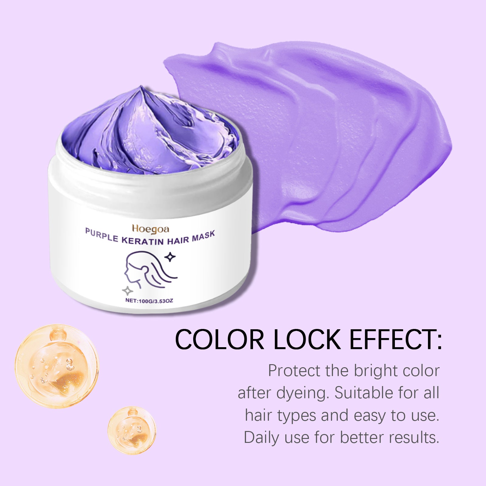 Hoegoa Keratin Purple Hair Mask Nourishing Moisturizing For Dry And Frizzy Hair Smooth And Shiny Care Mask