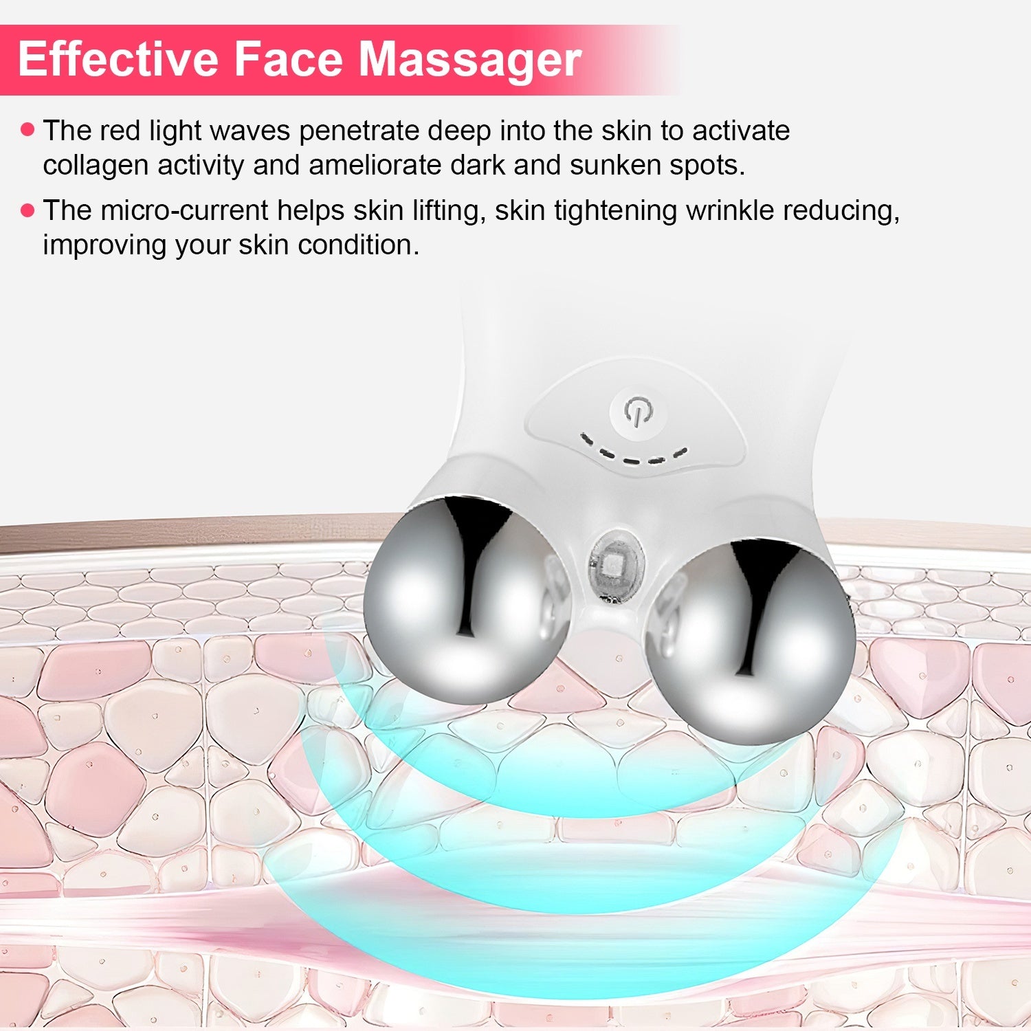 1Pc Micro-current Face Massager Rechargeable Face Neck Roller Intelligent Facial Massager With 5 Gears For Skin Tightening Skin Lifting Wrinkle Reducing