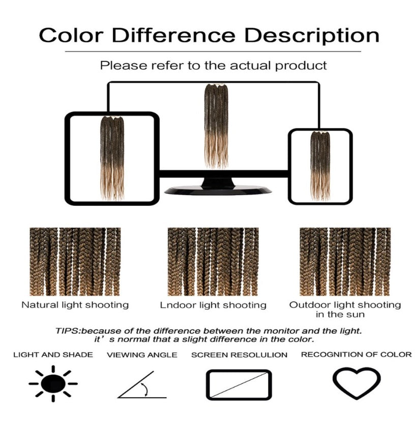 Box Braids Crochet Hair Medium Box  Braid Pre-Looped