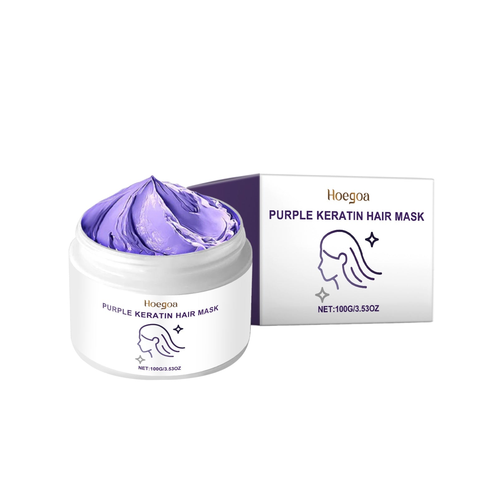 Hoegoa Keratin Purple Hair Mask Nourishing Moisturizing For Dry And Frizzy Hair Smooth And Shiny Care Mask