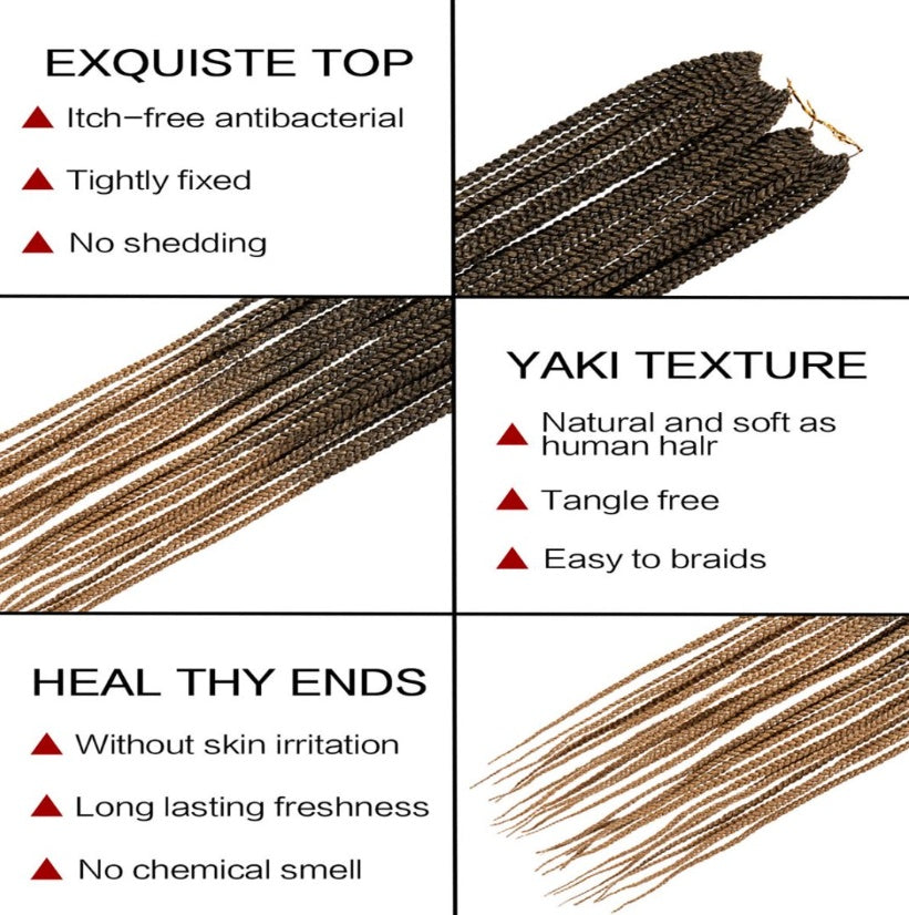 Box Braids Crochet Hair Medium Box  Braid Pre-Looped