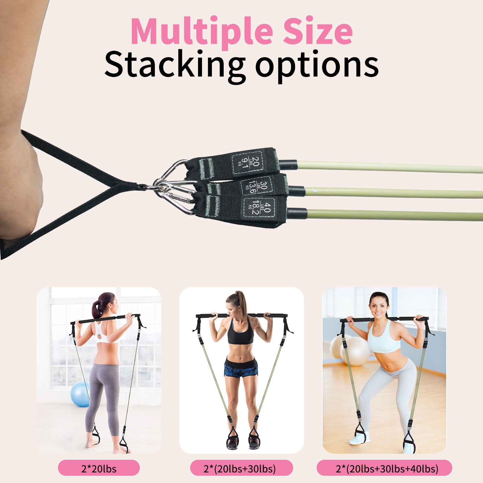 Professional Yoga & Pilates Bar Kit - 18-Piece Full-Body Workout Set With Adjustable 3-Section Bar, Ab Roller, 6 Resistance Bands, Ankle Straps & Door Anchor